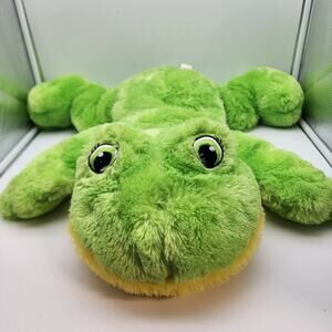 Dan Dee Jumbo Frog Plush 23" Green Fur Sewn Eyes Eyes Floppy Lays Flat 2015